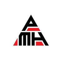design del logo della lettera triangolare pmh con forma triangolare. monogramma design logo triangolo pmh. modello di logo vettoriale triangolo pmh con colore rosso. pmh logo triangolare logo semplice, elegante e lussuoso.