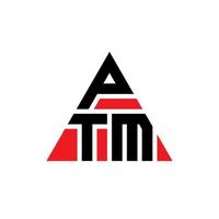 design del logo della lettera triangolare ptm con forma triangolare. monogramma di design del logo del triangolo ptm. modello di logo vettoriale triangolo ptm con colore rosso. logo triangolare ptm logo semplice, elegante e lussuoso.