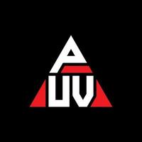 design del logo della lettera triangolare puv con forma triangolare. monogramma design logo triangolo puv. modello di logo vettoriale triangolo puv con colore rosso. logo triangolare puv logo semplice, elegante e lussuoso.