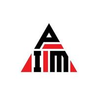 design del logo della lettera del triangolo pim con forma triangolare. monogramma pim triangolo logo design. modello di logo vettoriale triangolo pim con colore rosso. pim logo triangolare logo semplice, elegante e lussuoso.