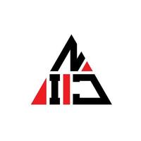 design del logo della lettera del triangolo nij con forma triangolare. nij triangolo logo design monogramma. modello di logo vettoriale triangolo nij con colore rosso. nij logo triangolare logo semplice, elegante e lussuoso.