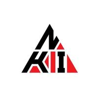 design del logo della lettera del triangolo nki con forma triangolare. monogramma di design del logo del triangolo nki. modello di logo vettoriale triangolo nki con colore rosso. logo triangolare nki logo semplice, elegante e lussuoso.