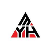 design del logo della lettera triangolare myh con forma triangolare. monogramma di design del logo del triangolo myh. modello di logo vettoriale triangolo myh con colore rosso. myh logo triangolare logo semplice, elegante e lussuoso.