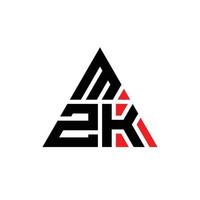 design del logo della lettera del triangolo mzk con forma triangolare. monogramma di design del logo del triangolo mzk. modello di logo vettoriale triangolo mzk con colore rosso. logo triangolare mzk logo semplice, elegante e lussuoso.