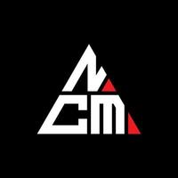 design del logo della lettera triangolare ncm con forma triangolare. monogramma del design del logo del triangolo ncm. modello di logo vettoriale triangolo ncm con colore rosso. logo triangolare ncm logo semplice, elegante e lussuoso.