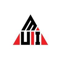 design del logo della lettera del triangolo mui con forma triangolare. monogramma di design del logo del triangolo mui. modello di logo vettoriale triangolo mui con colore rosso. mui logo triangolare logo semplice, elegante e lussuoso.