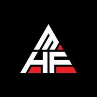 design del logo della lettera triangolare mhf con forma triangolare. monogramma di design del logo del triangolo mhf. modello di logo vettoriale triangolo mhf con colore rosso. logo triangolare mhf logo semplice, elegante e lussuoso.