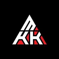 design del logo della lettera del triangolo mkk con forma triangolare. monogramma di design del logo del triangolo mkk. modello di logo vettoriale triangolo mkk con colore rosso. logo triangolare mkk logo semplice, elegante e lussuoso.