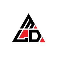 design del logo della lettera triangolare mld con forma triangolare. monogramma del design del logo del triangolo mld. modello di logo vettoriale triangolo mld con colore rosso. logo triangolare mld logo semplice, elegante e lussuoso.