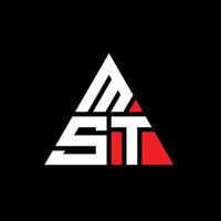 design del logo della lettera triangolare mst con forma triangolare. monogramma di design del logo del triangolo mst. modello di logo vettoriale triangolo mst con colore rosso. logo triangolare mst logo semplice, elegante e lussuoso.