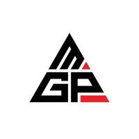 design del logo della lettera triangolare mgp con forma triangolare. monogramma di design del logo del triangolo mgp. modello di logo vettoriale triangolo mgp con colore rosso. logo triangolare mgp logo semplice, elegante e lussuoso.