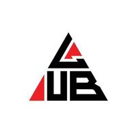 design del logo della lettera triangolo lub con forma triangolare. monogramma di design del logo del triangolo lub. modello di logo vettoriale triangolo lub con colore rosso. lub logo triangolare logo semplice, elegante e lussuoso.