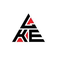 lke design del logo della lettera triangolare con forma triangolare. lke triangolo logo design monogramma. modello di logo vettoriale triangolo lke con colore rosso. lke logo triangolare logo semplice, elegante e lussuoso.