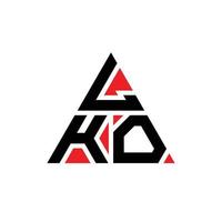 design del logo della lettera triangolare lko con forma triangolare. lko triangolo logo design monogramma. modello di logo vettoriale triangolo lko con colore rosso. logo triangolare lko logo semplice, elegante e lussuoso.