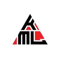 Design del logo della lettera triangolare kml con forma triangolare. monogramma di design del logo del triangolo kml. modello di logo vettoriale triangolo kml con colore rosso. logo triangolare kml logo semplice, elegante e lussuoso.