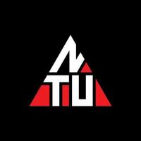 design del logo della lettera triangolare ntu con forma triangolare. monogramma di design del logo del triangolo ntu. modello di logo vettoriale triangolo ntu con colore rosso. logo triangolare ntu logo semplice, elegante e lussuoso.