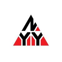 design del logo della lettera triangolo nyy con forma triangolare. nyy triangolo logo design monogramma. modello di logo vettoriale triangolo nyy con colore rosso. logo triangolare nyy logo semplice, elegante e lussuoso.