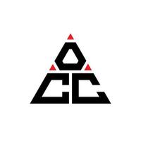 design del logo della lettera del triangolo occ con forma triangolare. monogramma di design del logo del triangolo occ. modello di logo vettoriale triangolo occ con colore rosso. occ logo triangolare logo semplice, elegante e lussuoso.