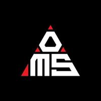 design del logo della lettera triangolare oms con forma triangolare. monogramma di design con logo triangolo oms. modello di logo vettoriale triangolo oms con colore rosso. logo triangolare oms logo semplice, elegante e lussuoso.