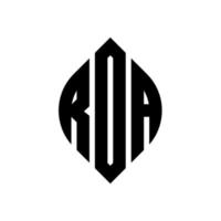 rda cerchio lettera logo design con forma circolare ed ellittica. rda lettere ellittiche con stile tipografico. le tre iniziali formano un logo circolare. rda cerchio emblema astratto monogramma lettera marchio vettore. vettore