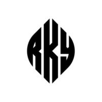 rky cerchio lettera logo design con forma circolare ed ellittica. lettere ellittiche rky con stile tipografico. le tre iniziali formano un logo circolare. rky cerchio emblema astratto monogramma lettera marchio vettore. vettore