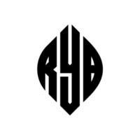 ryb circle letter logo design con forma circolare ed ellittica. ryb lettere ellittiche con stile tipografico. le tre iniziali formano un logo circolare. ryb cerchio emblema astratto monogramma lettera marchio vettore. vettore