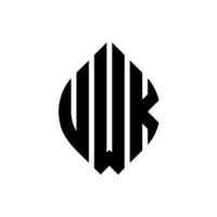 design del logo della lettera del cerchio uwk con forma circolare ed ellittica. uwk lettere ellittiche con stile tipografico. le tre iniziali formano un logo circolare. uwk cerchio emblema astratto monogramma lettera marchio vettore. vettore