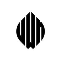design del logo della lettera del cerchio uwm con forma circolare ed ellittica. uwm lettere ellittiche con stile tipografico. le tre iniziali formano un logo circolare. uwm cerchio emblema astratto monogramma lettera marchio vettore. vettore