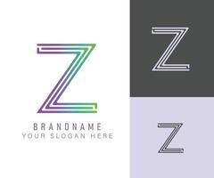 monogramma logo alfabeto lettera z con colore neon, adatto per loghi, titoli e intestazioni vettore