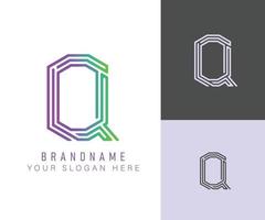 monogramma logo alfabeto lettera q con colore neon, adatto per loghi, titoli e intestazioni vettore