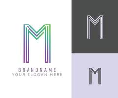 monogramma logo alfabeto lettera m con colore neon, adatto per loghi, titoli e intestazioni vettore