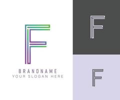monogramma logo alfabeto lettera f con colore neon, adatto per loghi, titoli e intestazioni vettore