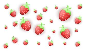 icona di design unico rosso fragola 3d frutta verdura isolato su vettore