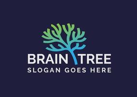 albero del cervello con design del logo della salute medica del testo vettore