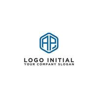 ispirazione per il design del logo per le aziende dalle lettere iniziali dell'icona del logo ap. -vettore vettore