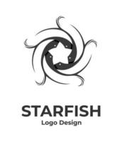 cinque pesci animali acqua mare stella logo design, logo pesce, logo stella vettore