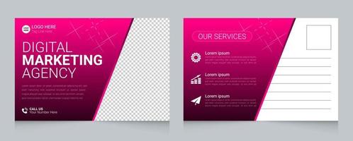 design del modello di cartolina dell'agenzia di marketing digitale vettore