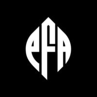 design del logo della lettera del cerchio pfa con forma circolare ed ellittica. pfa lettere ellittiche con stile tipografico. le tre iniziali formano un logo circolare. pfa cerchio emblema astratto monogramma lettera marchio vettore. vettore