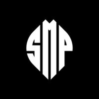 smp cerchio lettera logo design con forma circolare ed ellittica. smp lettere ellittiche con stile tipografico. le tre iniziali formano un logo circolare. smp cerchio emblema astratto monogramma lettera marchio vettore. vettore