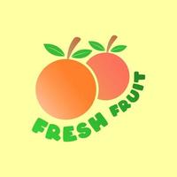 modello di logo di frutta fresca con immagini di agrumi e prugne su sfondo isolato vettore