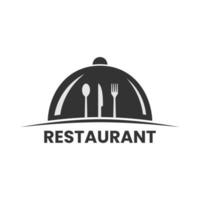 modello di logo del ristorante con l'immagine del coperchio su sfondo isolato