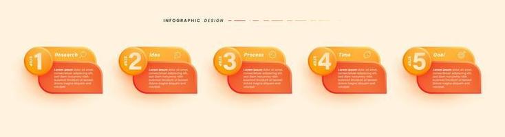 design moderno del modello di infografica aziendale con icona, sfumatura di colore, 5 opzioni o passaggio vettore