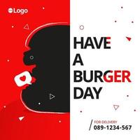 design di promozione sui social media di hamburger di fast food vettore
