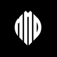 design del logo della lettera del cerchio mmd con forma circolare ed ellittica. lettere ellittiche mmd con stile tipografico. le tre iniziali formano un logo circolare. vettore del segno della lettera del monogramma astratto dell'emblema del cerchio di mmd.