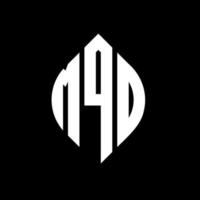 design del logo della lettera del cerchio mqd con forma circolare ed ellittica. lettere ellittiche mqd con stile tipografico. le tre iniziali formano un logo circolare. vettore del segno della lettera del monogramma astratto dell'emblema del cerchio di mqd.