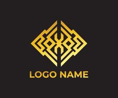 logo della griglia dorata di lusso. logo geometrico astratto logo moderno gioco logo vettore