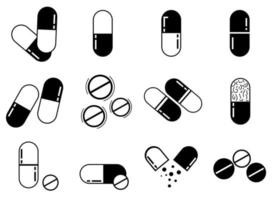 illustrazione delle icone della capsula. pillola icona simbolo vector.in sfondo bianco vettore
