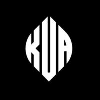 design del logo della lettera del cerchio kua con forma circolare ed ellittica. kua lettere ellittiche con stile tipografico. le tre iniziali formano un logo circolare. kua cerchio emblema astratto monogramma lettera marchio vettore. vettore