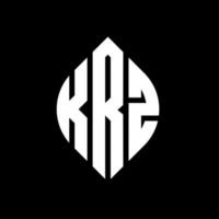 design del logo della lettera del cerchio krz con forma circolare ed ellittica. lettere ellittiche krz con stile tipografico. le tre iniziali formano un logo circolare. krz cerchio emblema astratto monogramma lettera marchio vettore. vettore