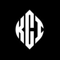 design del logo della lettera del cerchio kci con forma circolare ed ellittica. lettere ellittiche kci con stile tipografico. le tre iniziali formano un logo circolare. kci cerchio emblema astratto monogramma lettera marchio vettore. vettore